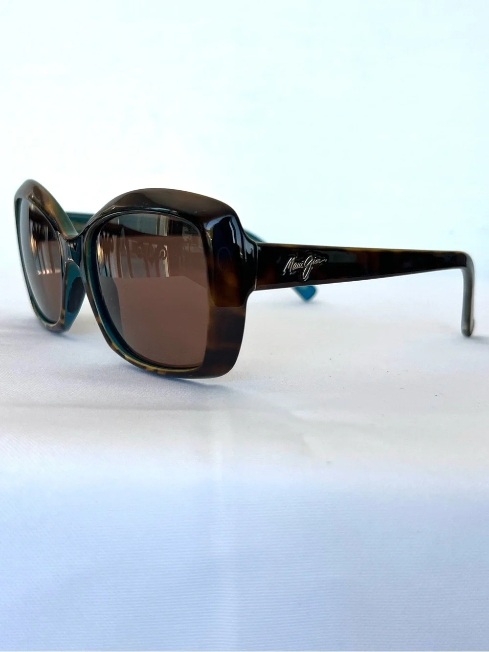 MAUI JIM Orchid 735-10P Rectangle Tortoise Turquoise Frame Gradient Sunglasses